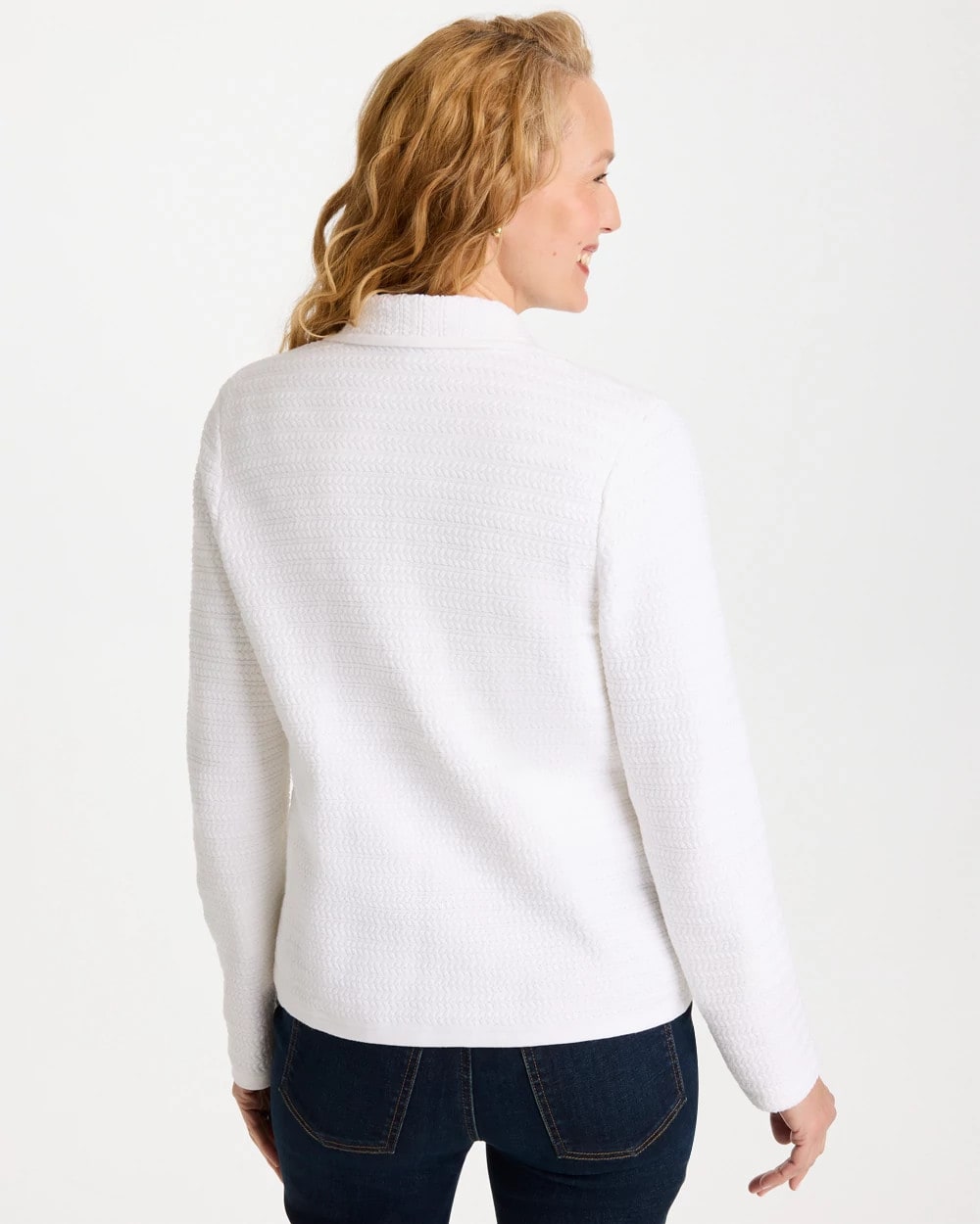 Chico's Textured Stitch Detail Cardigan Alabaster