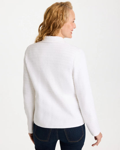 Chico's Textured Stitch Detail Cardigan Alabaster