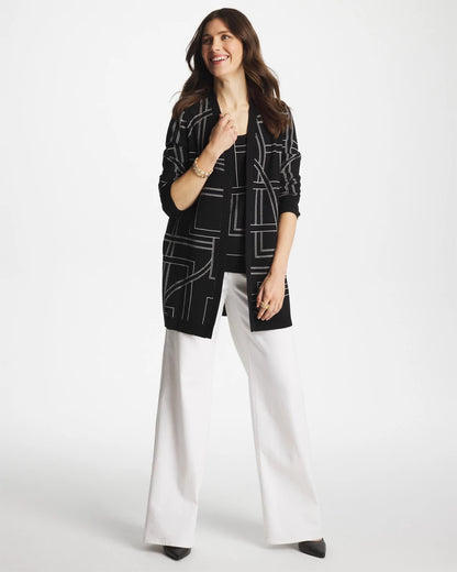 Chico's Ella Graphic Cardigan Black