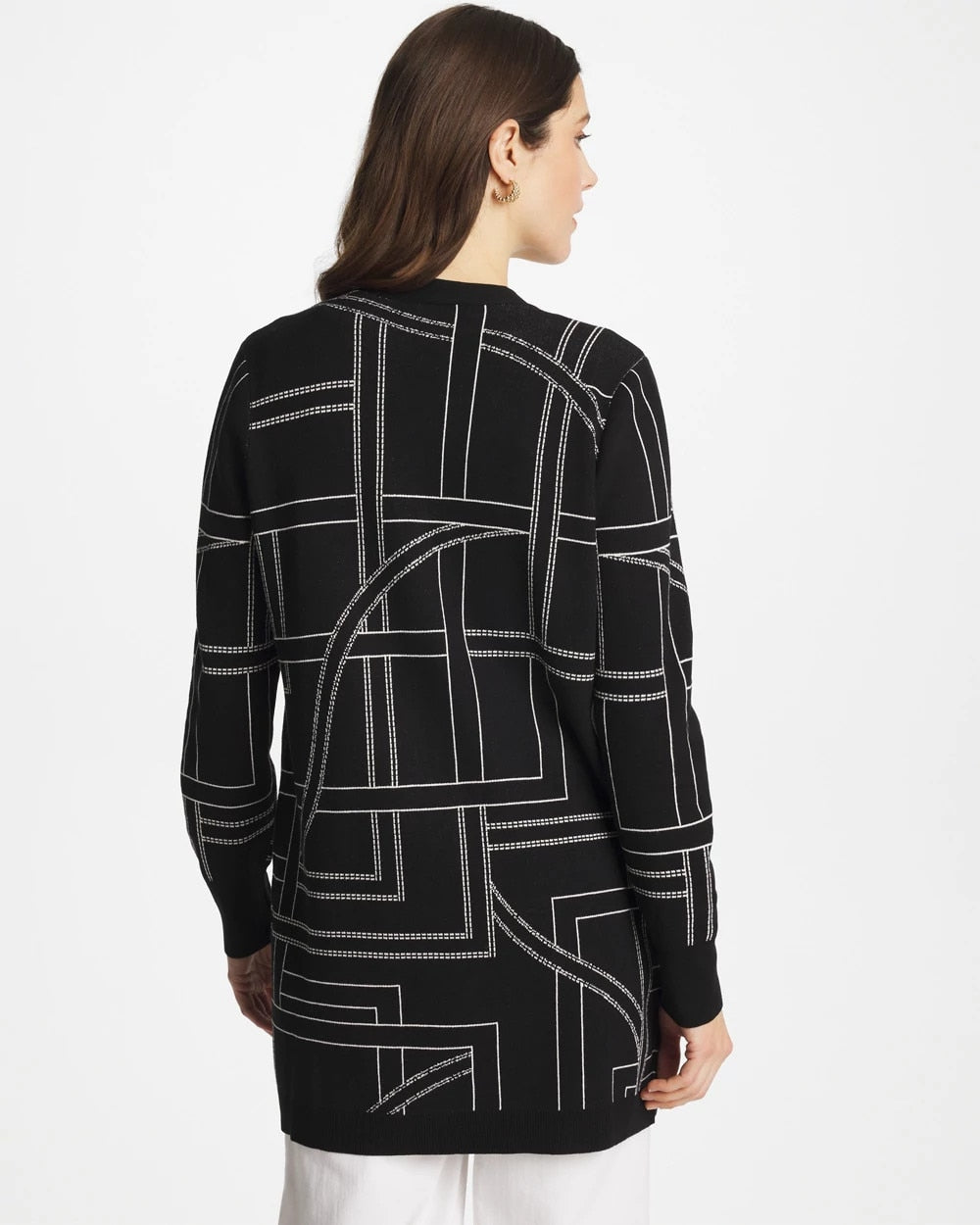 Chico's Ella Graphic Cardigan Black