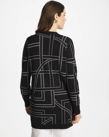 Chico's Ella Graphic Cardigan Black