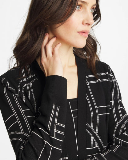 Chico's Ella Graphic Cardigan Black