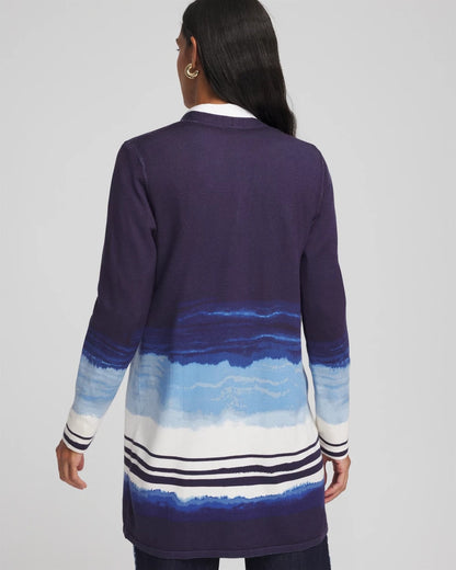 Chico's Stripe Ombre Duster Cardigan Passport Blue
