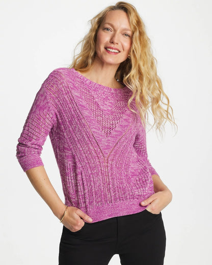 Chico's Relaxed Dolman Pullover Sweater Violet Shadow