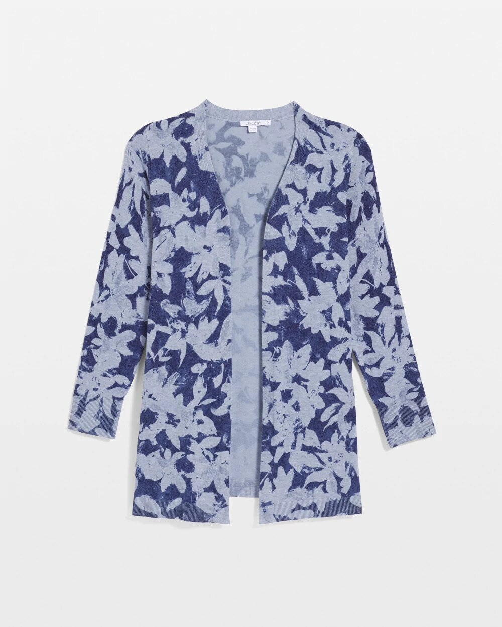 Chico's Ella Floral Cardigan Blue
