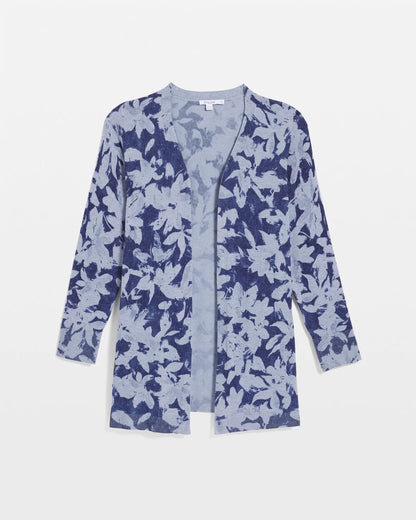 Chico's Ella Floral Cardigan Blue
