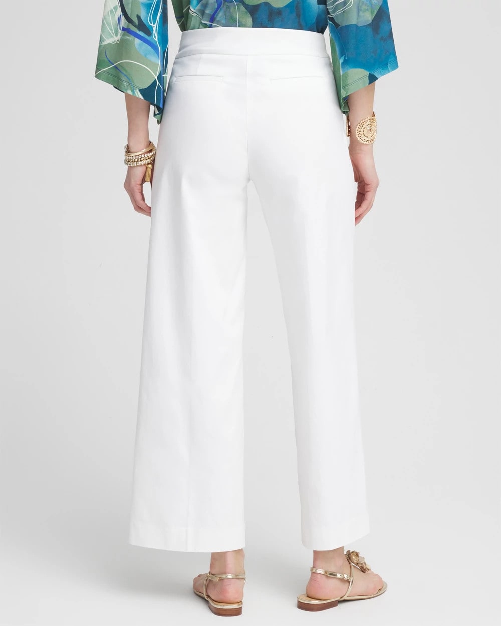 Chico's Petite Brigitte Wide Leg Cropped Pants Alabaster