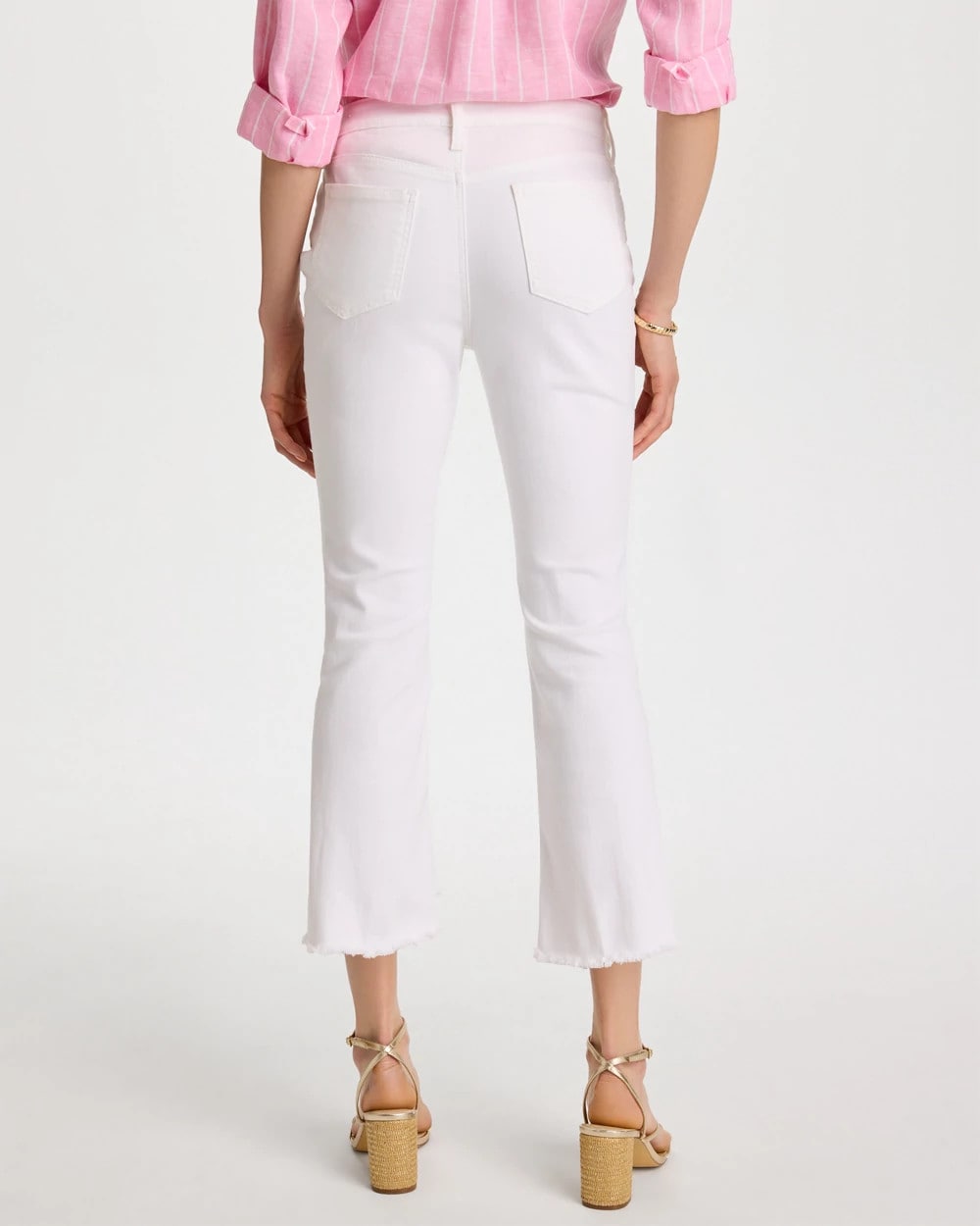 Chico's Petite No Stain Girlfriend Fray Hem Kick Flares Alabaster