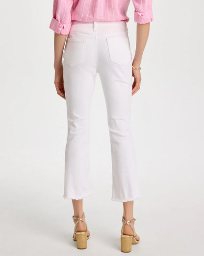 Chico's Petite No Stain Girlfriend Fray Hem Kick Flares Alabaster