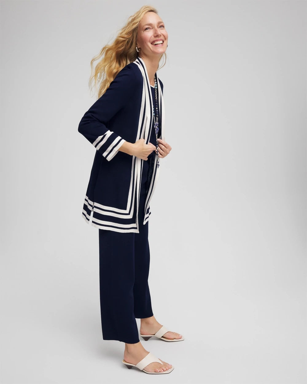 Chico's Travelers™ Contrast Border Cardigan Travelers India Ink