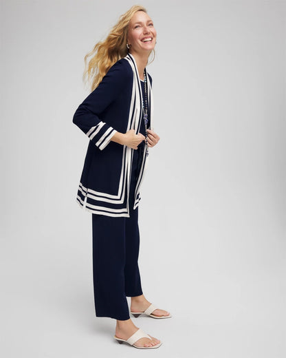 Chico's Travelers™ Contrast Border Cardigan Travelers India Ink