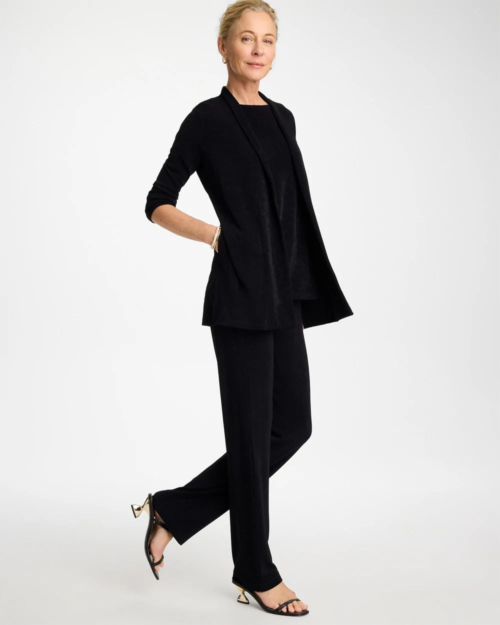 Chico's Travelers™ Classic Long Knit Jacket Travelers Black