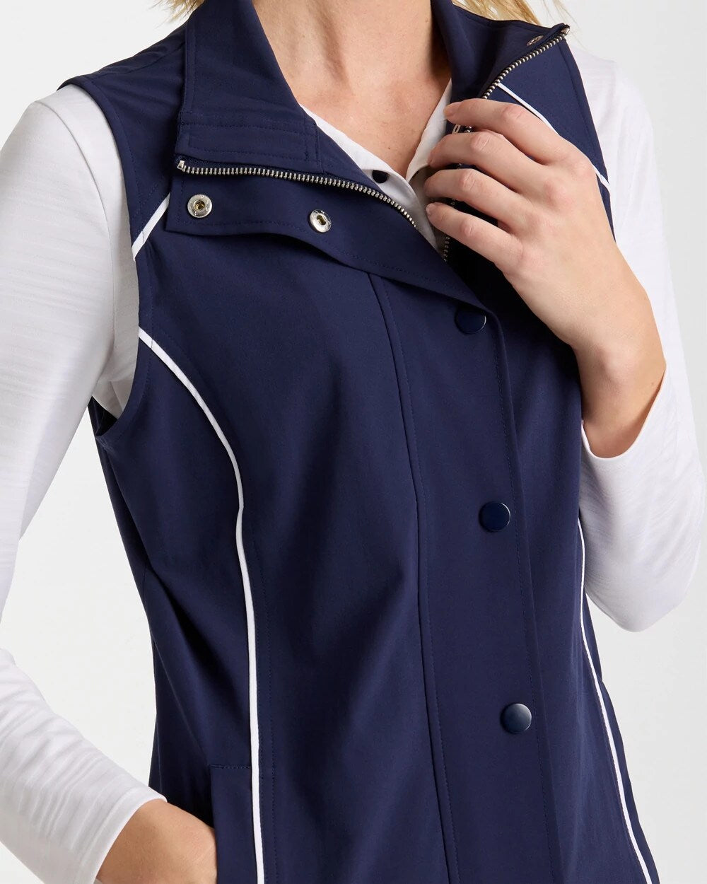 Chico's Zenergy® UPF Full Snap Vest Passport Blue