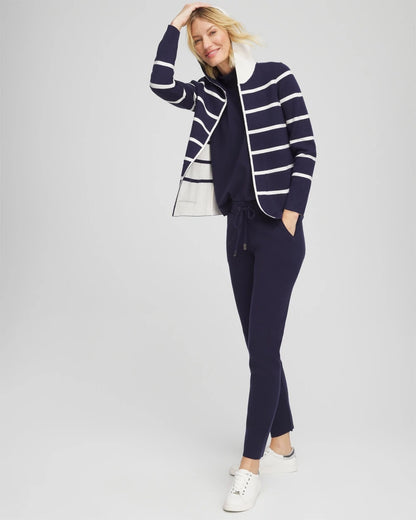 Chico's Zenergy® Luxe Reversible Stripe Cardigan Passport Blue