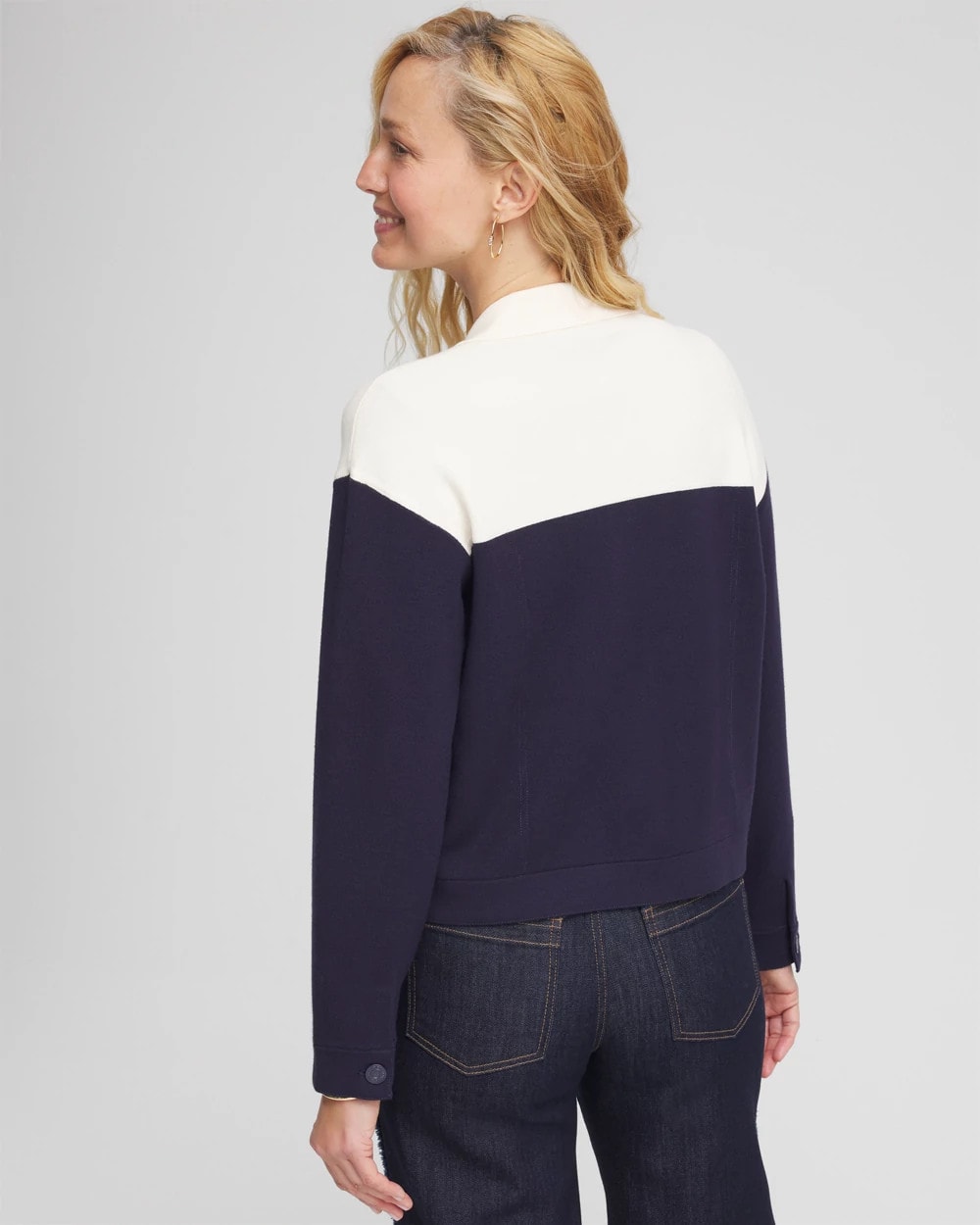Chico's Colorblock Cardigan Jacket Passport Blue
