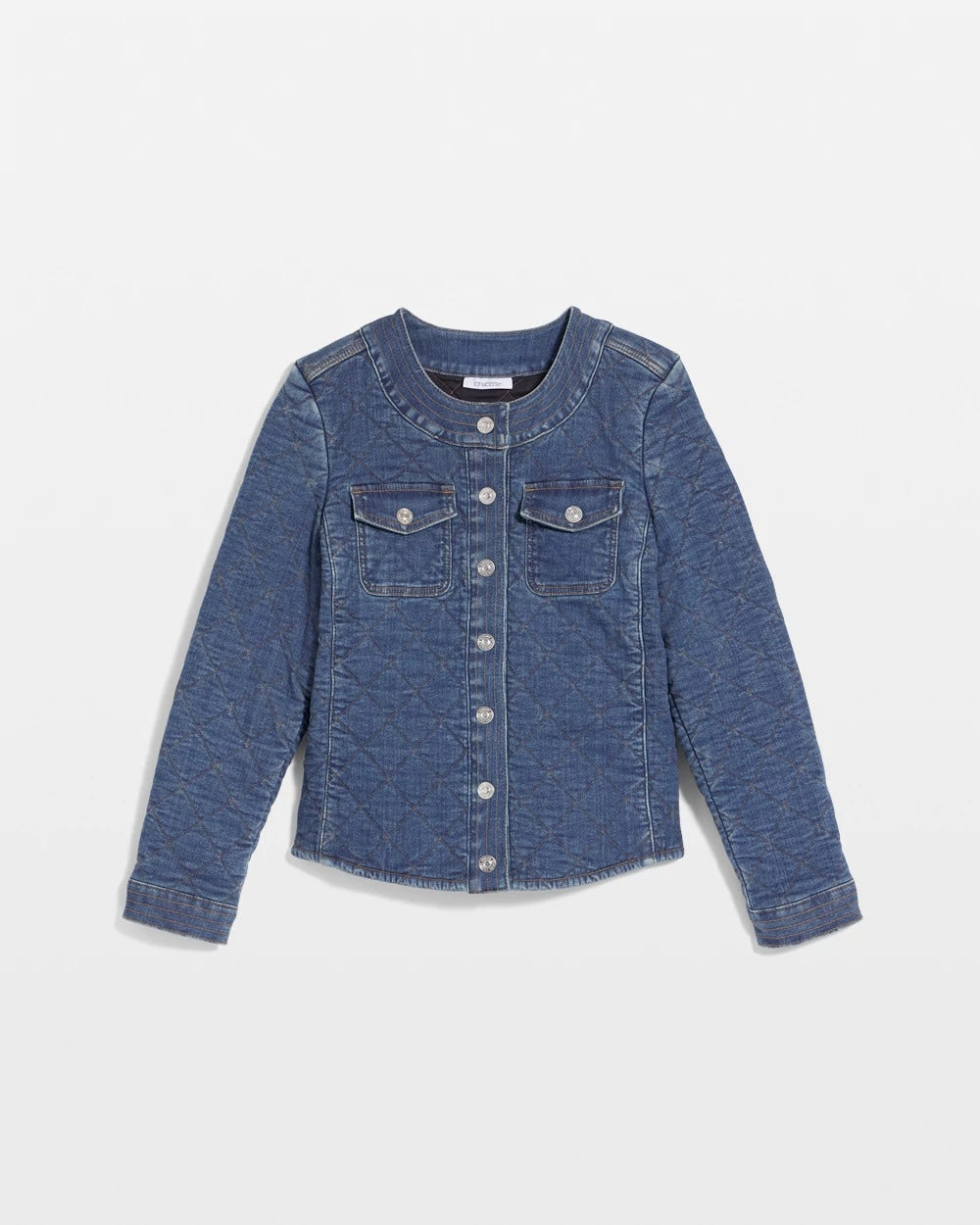 Chico's Quilted Denim Jacket Wilma Indigo