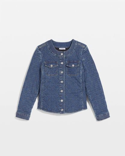 Chico's Quilted Denim Jacket Wilma Indigo