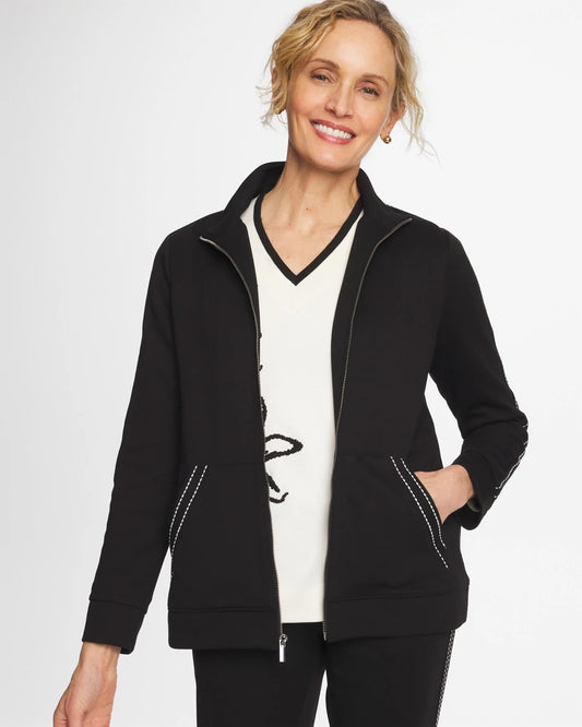 Chico's Zenergy® Double-Knit Pick Stitch Jacket Black