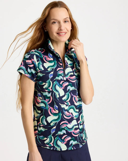 Chico's Zenergy® UPF Blooms Half Zip Polo Blossom
