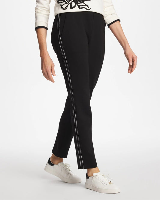 Chico's Zenergy® Double-Knit Pick Stitch Ankle Pants Black