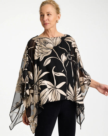 Chico's Travelers™ Burnout Floral Chiffon Top Travelers Black