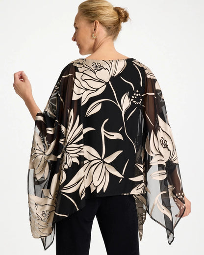 Chico's Travelers™ Burnout Floral Chiffon Top Travelers Black