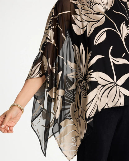 Chico's Travelers™ Burnout Floral Chiffon Top Travelers Black
