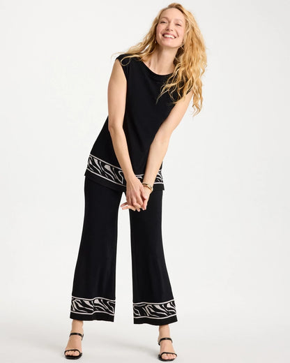 Chico's Travelers™ Abstract Zebra Trim Tunic Travelers Black