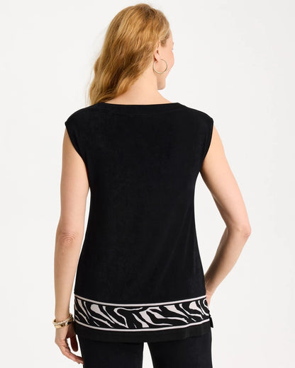 Chico's Travelers™ Abstract Zebra Trim Tunic Travelers Black