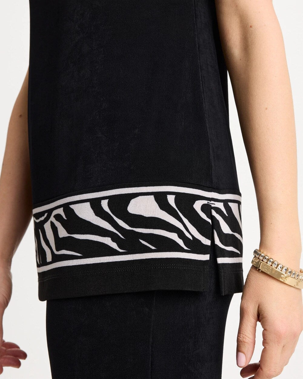 Chico's Travelers™ Abstract Zebra Trim Tunic Travelers Black