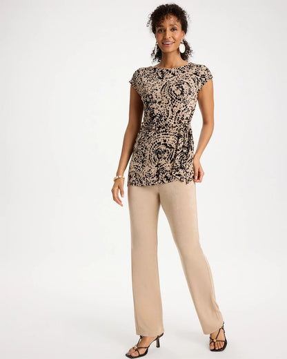Chico's Travelers™ Side-Tie Spotted Print Top New Sonora Sand