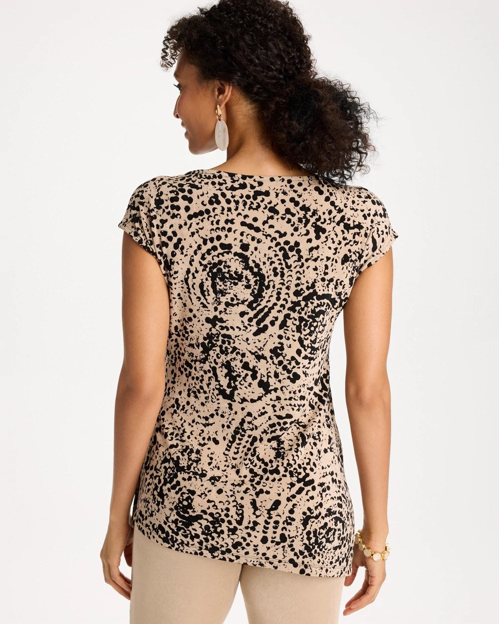 Chico's Travelers™ Side-Tie Spotted Print Top New Sonora Sand