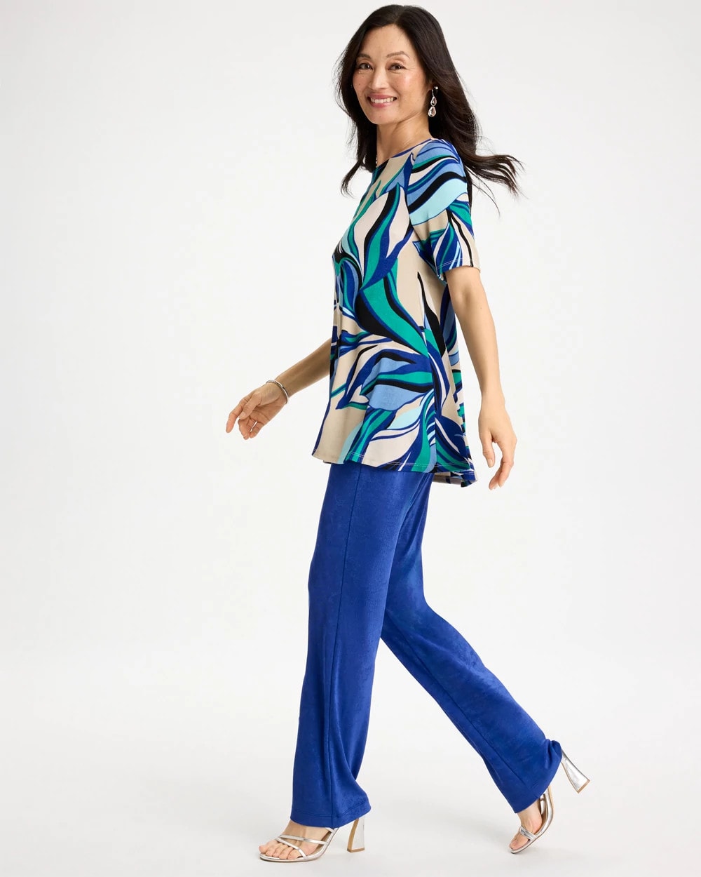 Chico's Travelers™ Marble Flora Swing Tunic Rich Cobalt