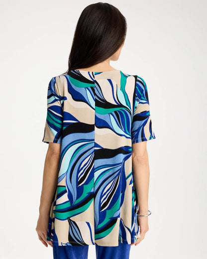 Chico's Travelers™ Marble Flora Swing Tunic Rich Cobalt