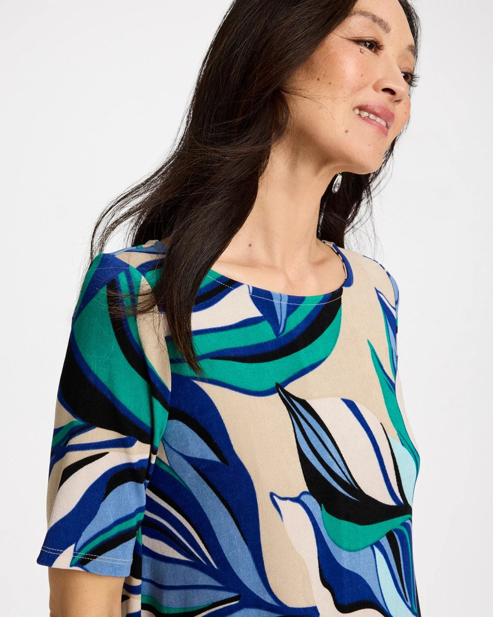 Chico's Travelers™ Marble Flora Swing Tunic Rich Cobalt