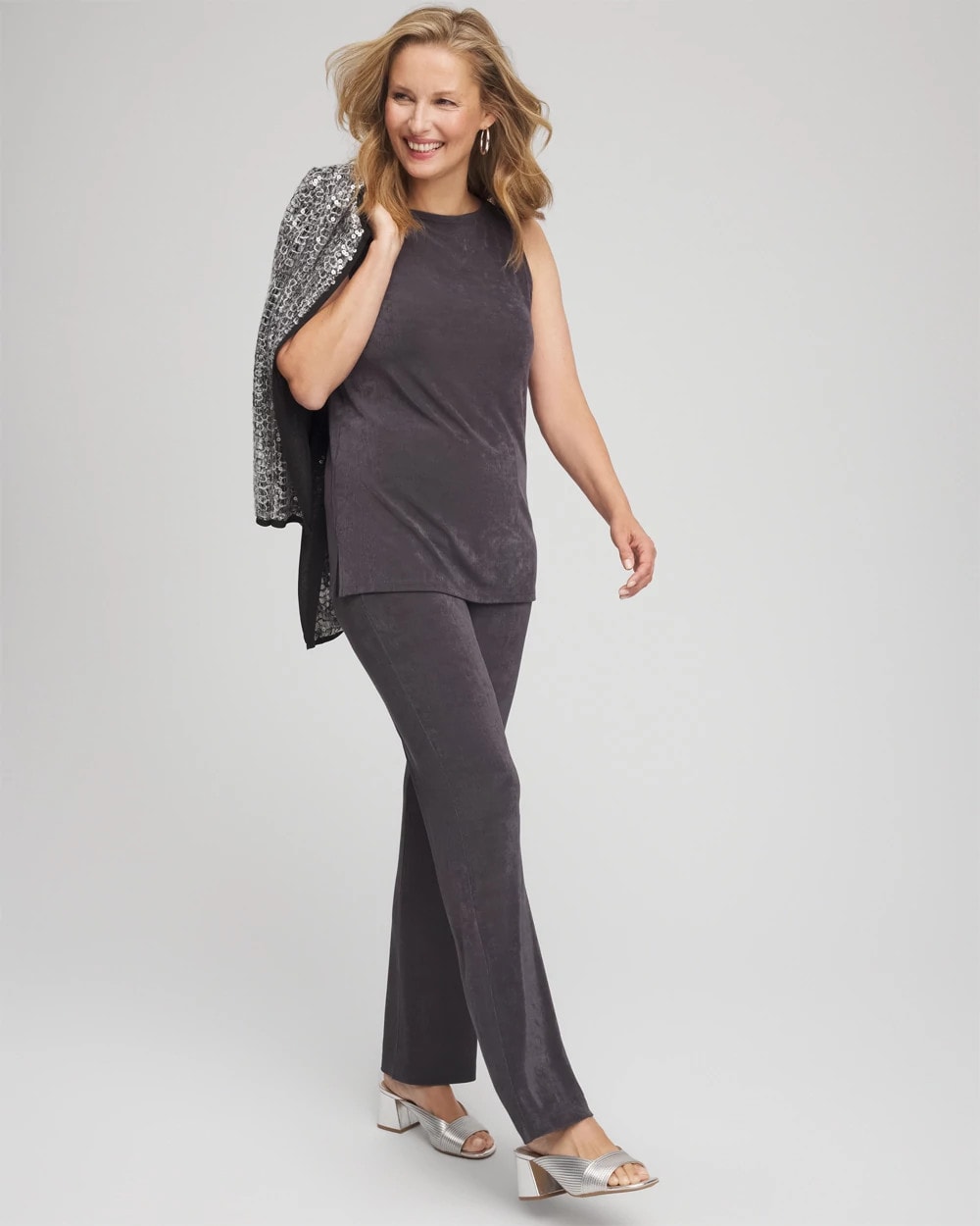 Chico's Travelers™ Classic Side-Slit Tank Serene Gray
