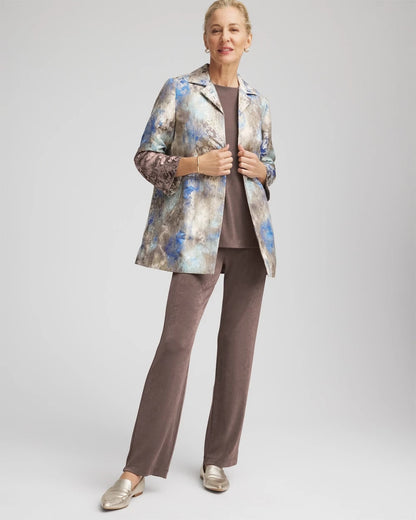 Chico's Travelers™ Collection Watercolor Jacquard Jacket Walnut