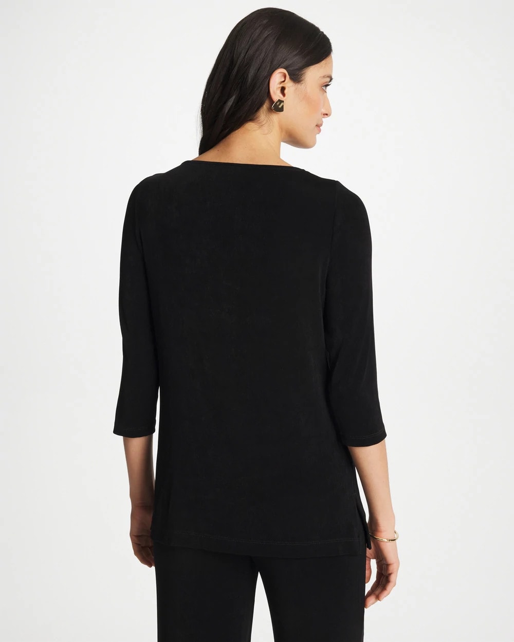Chico's Travelers™ Hardware 3/4 Sleeve Tunic Travelers Black