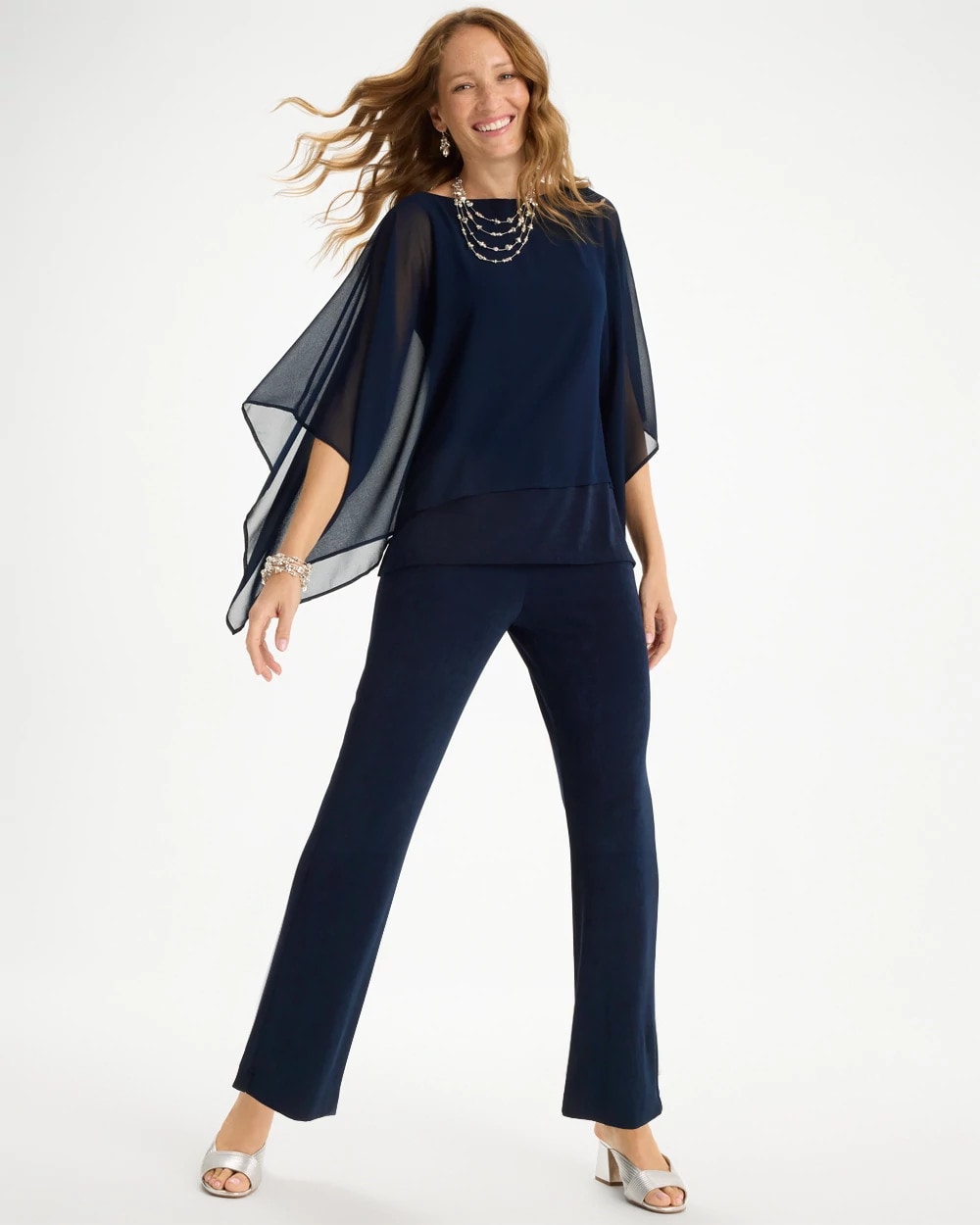 Chico's Travelers™ Chiffon Layered Top Travelers India Ink
