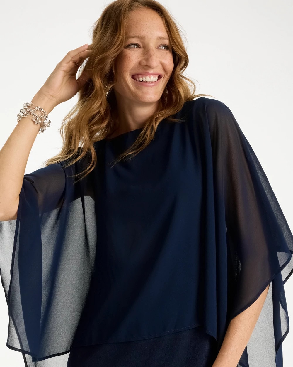 Chico's Travelers™ Chiffon Layered Top Travelers India Ink