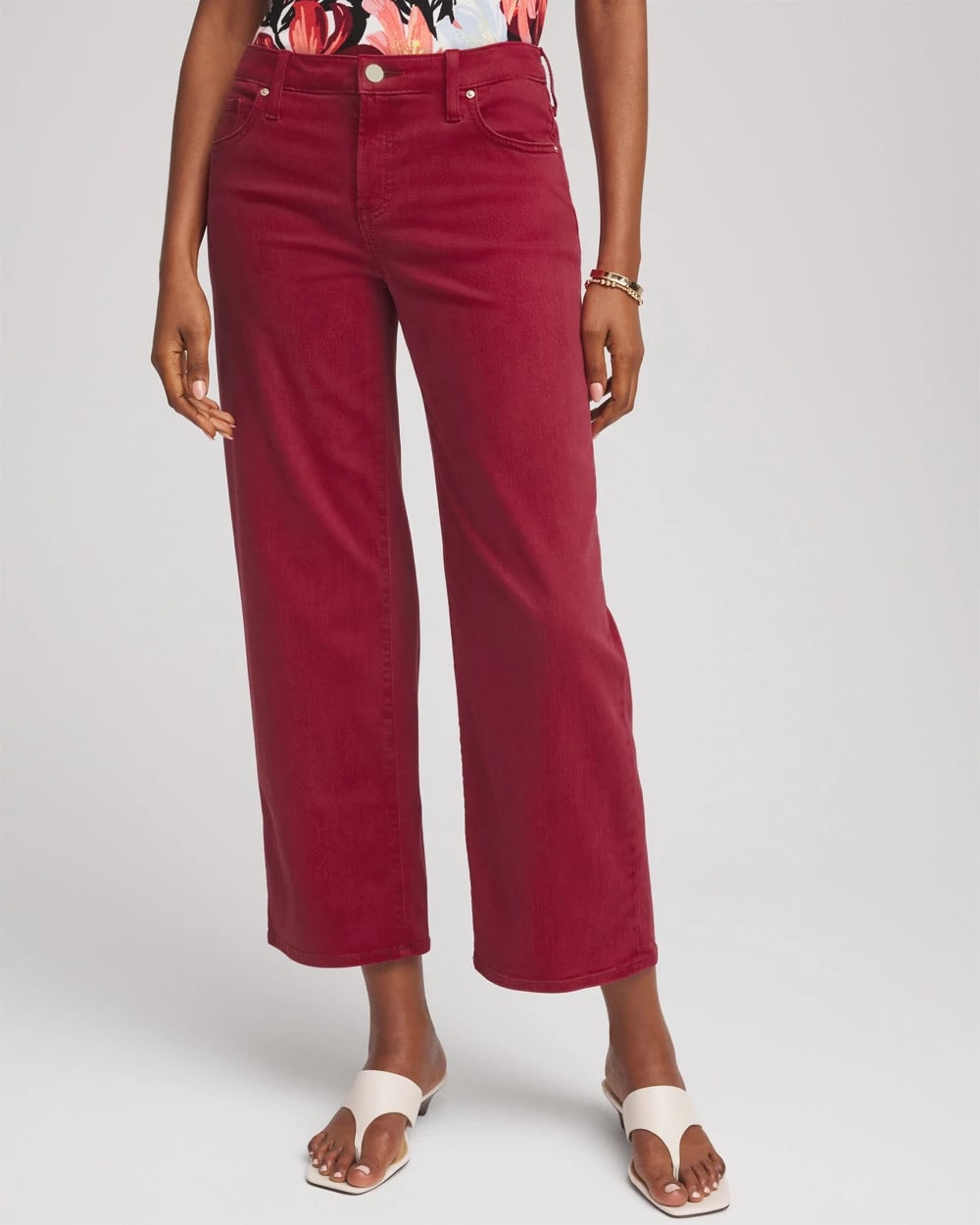 Chico's Girlfriend Wide-Leg Crop Jean Russet Red