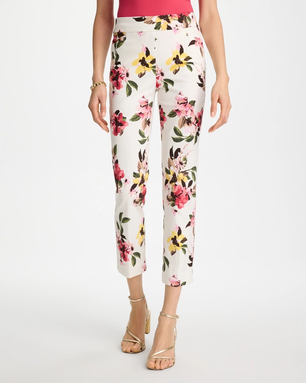 Chico's Brigitte™ Slim Mari Bloom Crop Hot Honeysuckle