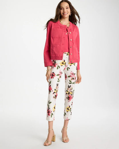 Chico's Brigitte™ Slim Mari Bloom Crop Hot Honeysuckle