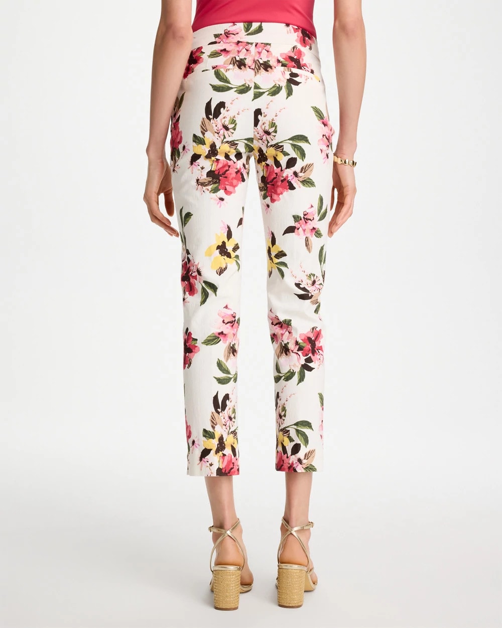 Chico's Brigitte™ Slim Mari Bloom Crop Hot Honeysuckle