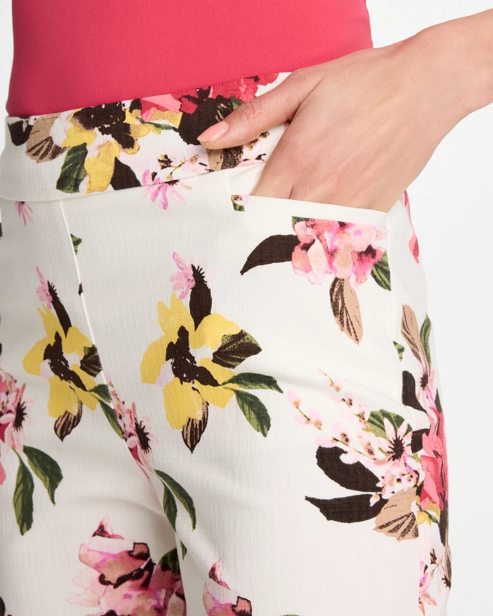 Chico's Brigitte™ Slim Mari Bloom Crop Hot Honeysuckle