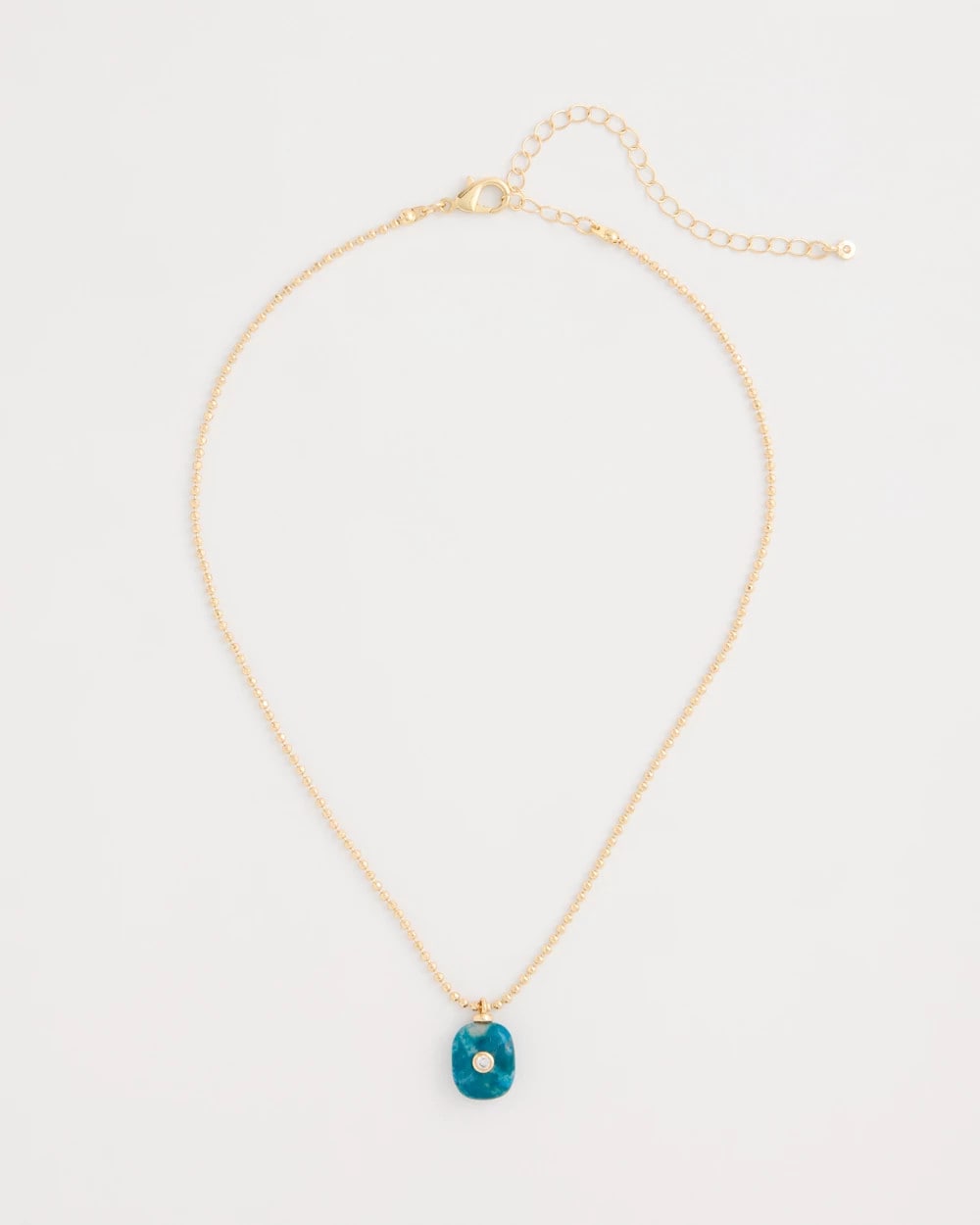 Chico's Genuine Jade Stone Pendant Necklace Teal