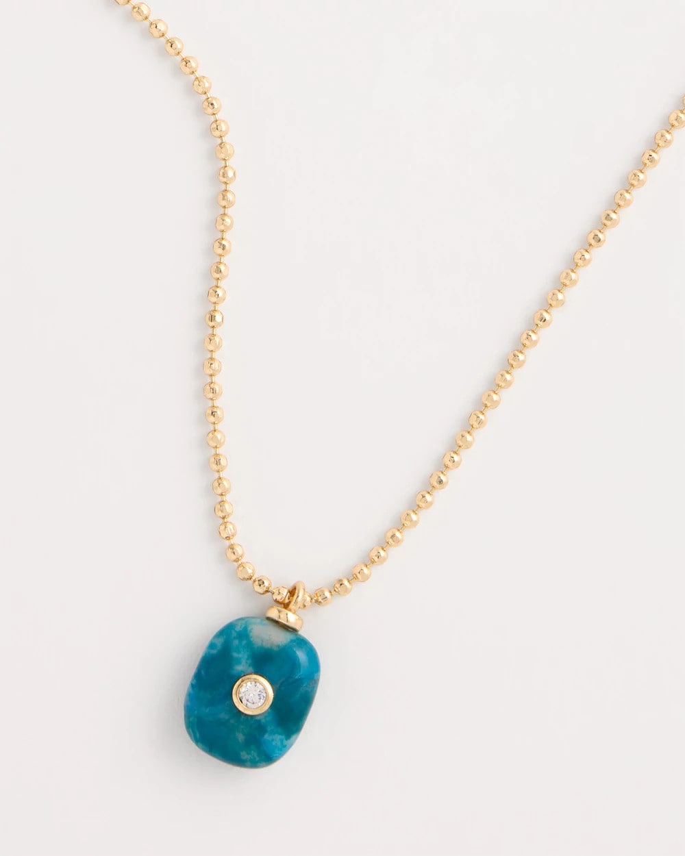 Chico's Genuine Jade Stone Pendant Necklace Teal
