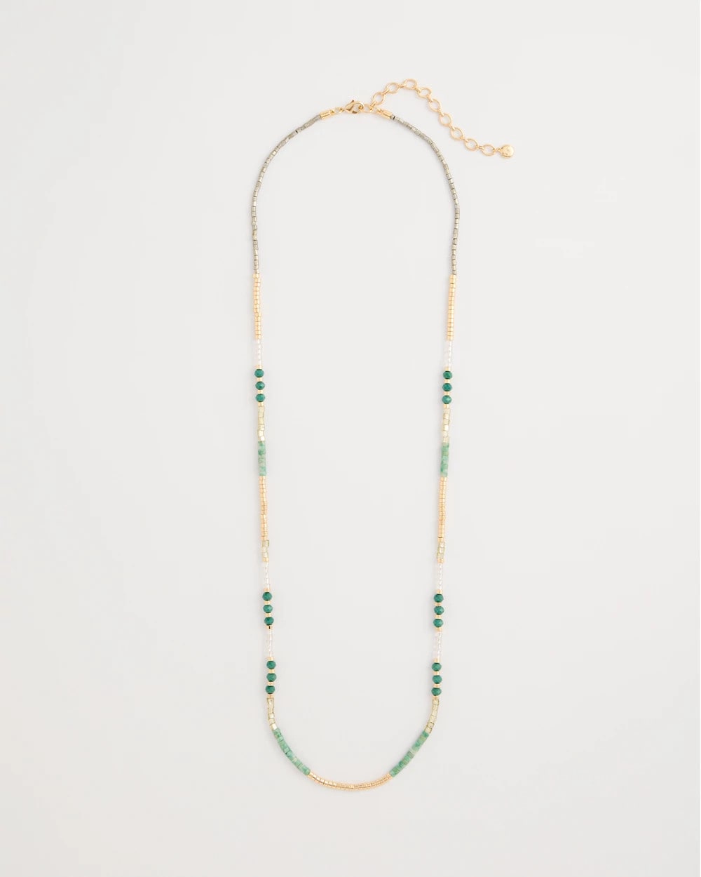 Chico's Beaded Long Necklace Green