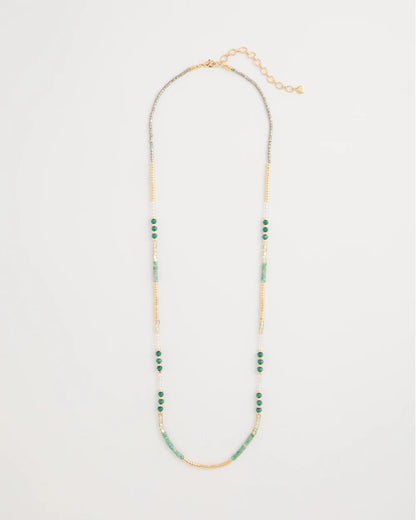 Chico's Beaded Long Necklace Green