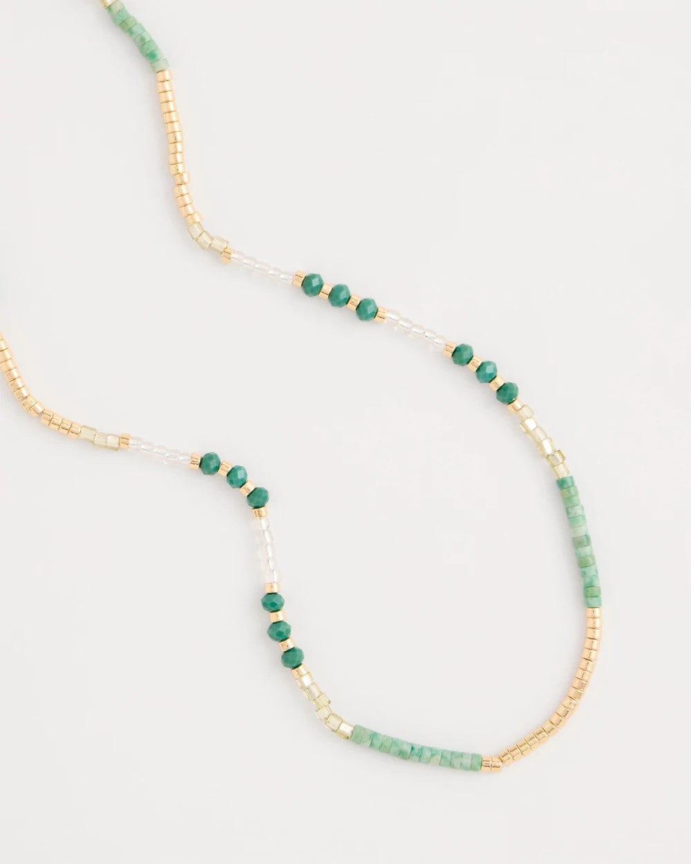 Chico's Beaded Long Necklace Green